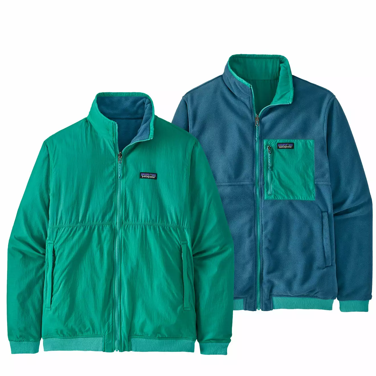 REVERSIBLE SHELLED MICRODINI FLEECE JACKET Fresh Teal - Image 2