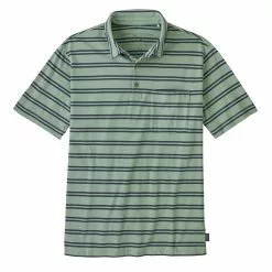 COTTON IN CONVERSION LIGHTWEIGHT POLO SHIRT Mirror Stripe / Sedge Green