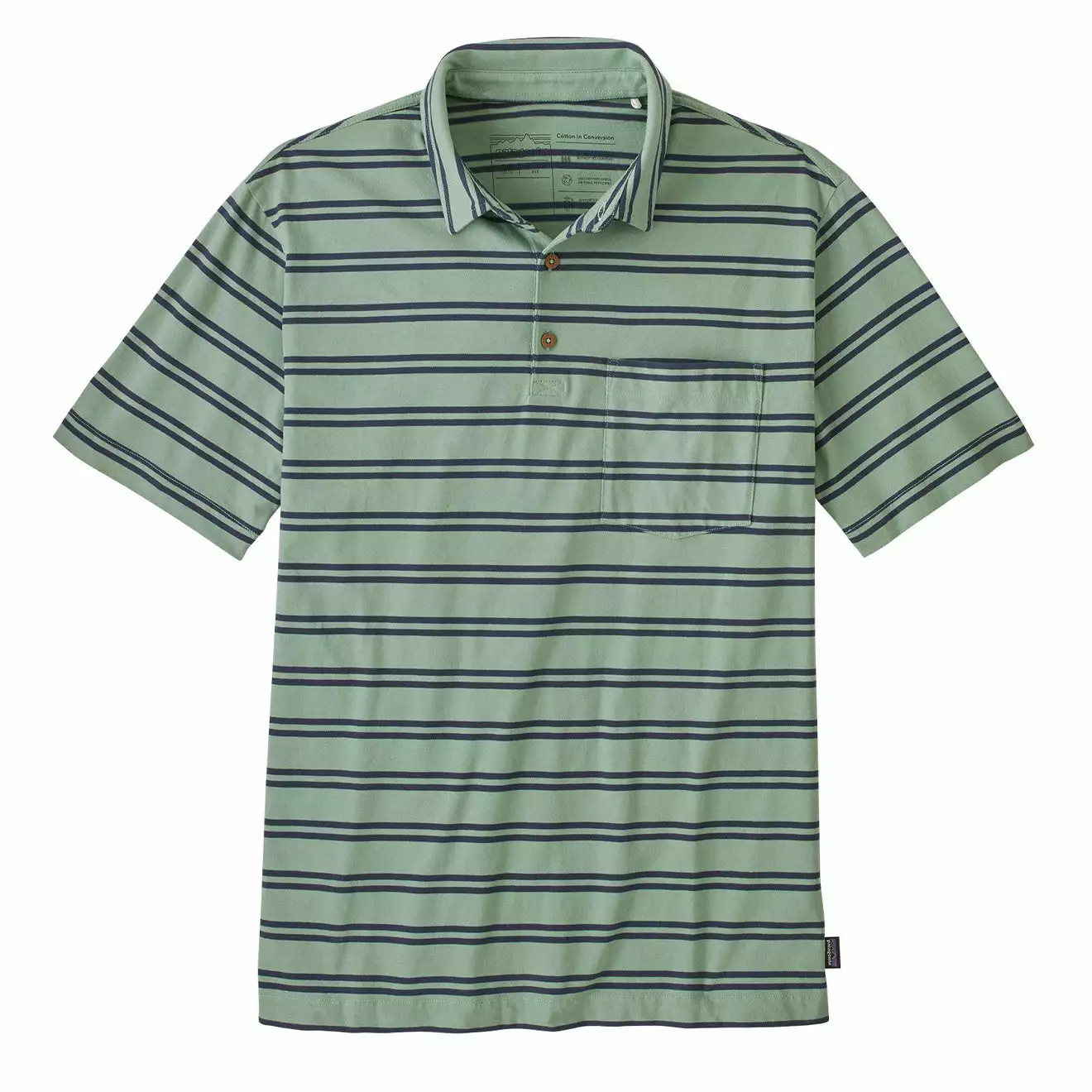 COTTON IN CONVERSION LIGHTWEIGHT POLO SHIRT Mirror Stripe / Sedge Green