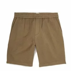 COTTON LINEN DRAWSTRING SHORTS Dark Tan