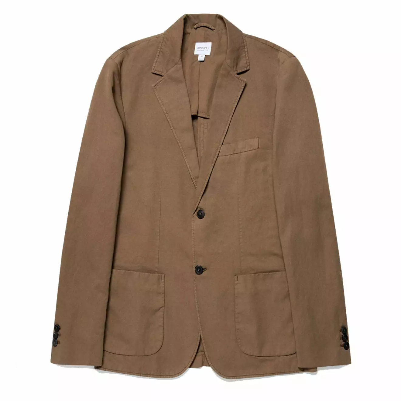 COTTON LINEN UNSTRUCTURED BLAZER Dark Tan