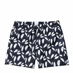 X ROSIE MCGUINNESS SWIM SHORTS Navy / Ecru Leaf